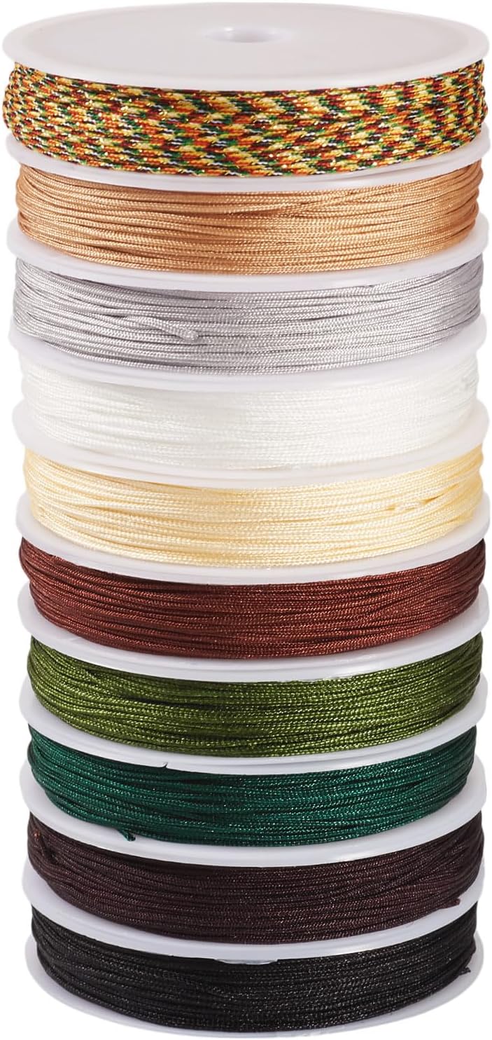 Beadthoven 10 Colors 0.8mm Nylon String for Bracelets, Vintage Christmas Color Braided Nylon Beading Thread Set Chinese Knotting Cords for Jewelry Making DIY Ornaments Macrame Crafts Kumihimo