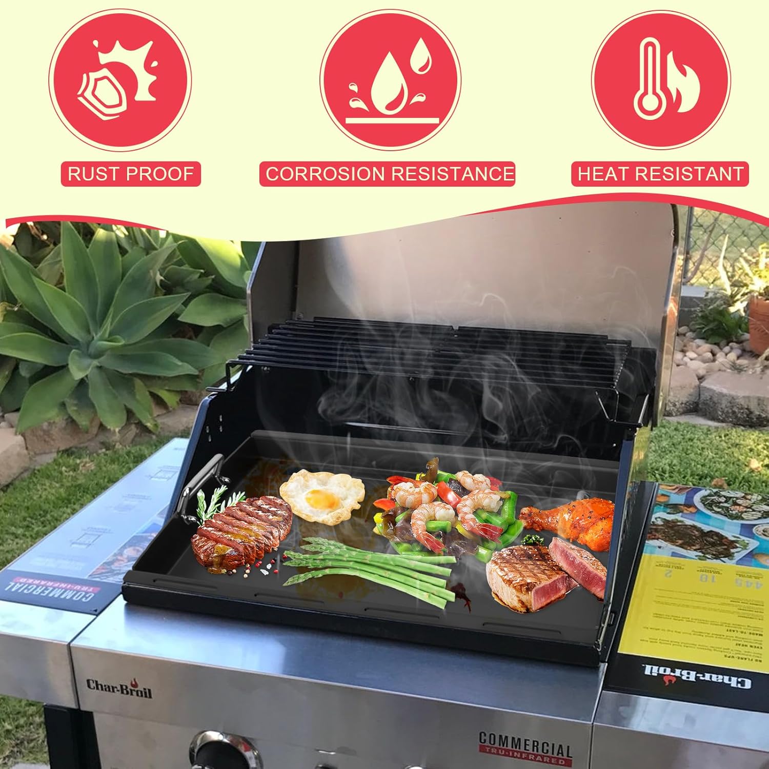 Full-Size Griddle Inserts for Charbroil Commercial Tru Infrared 463642316 463644220 463675016 463245518 463632320 466642316 Replacement Parts, Flat Top Griddle for charbroil G362-0008-W1 G362-2100-W1