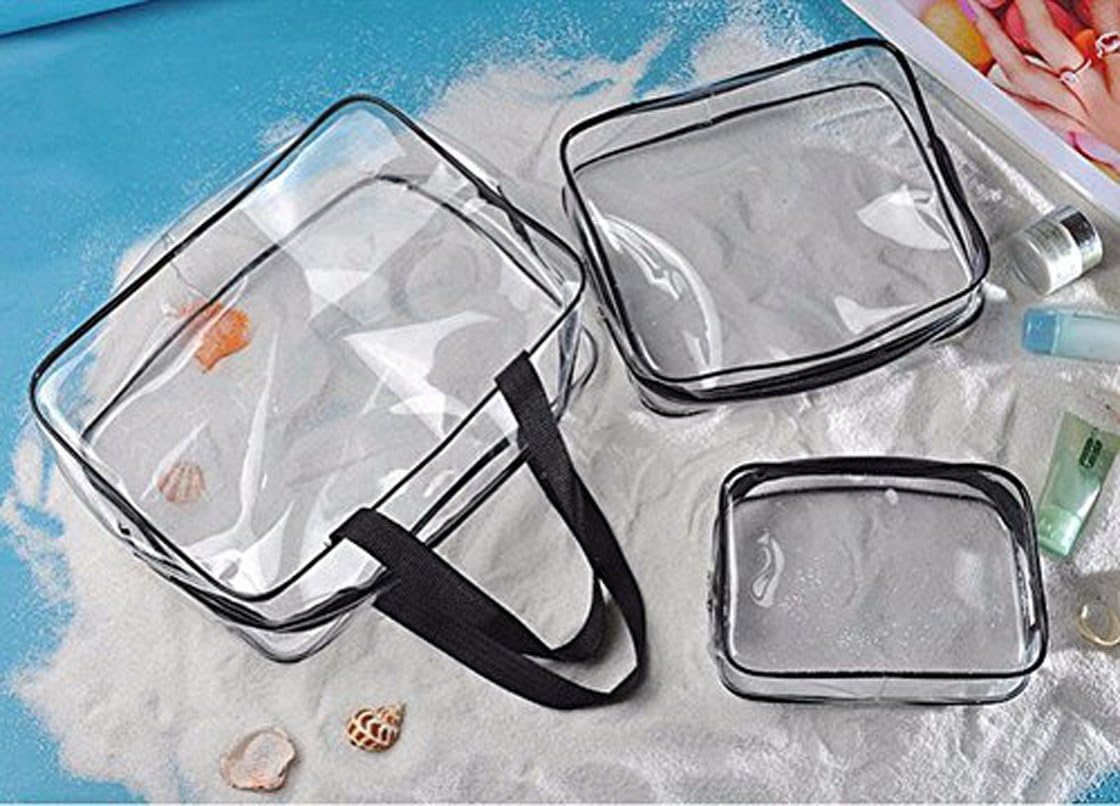 3pcs Clear Portable Makeup Cosmetic Toiletry Travel Bath Wash Storage Bag Transparent Waterproof Pouch Organizer Make Up Bag