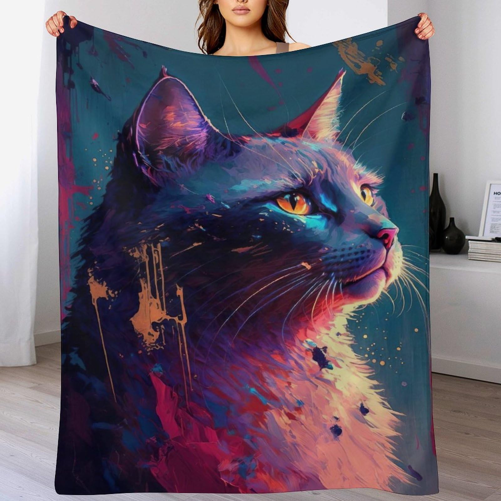 Couverture polaire chat flanelle canapé lit plaid doux chaud toutes saisons 130x180