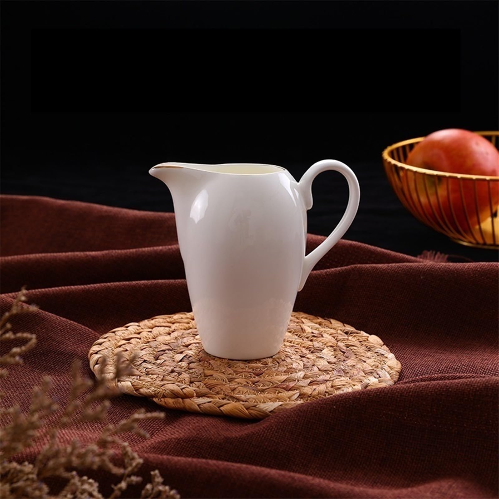 MRKU Pot à Lait, saucière, Tasse à Eau, pichet, Distributeur de crème et de café, sucrier avec poignée, 300 ML, en céramique, pour vinaigrettes, bouillons