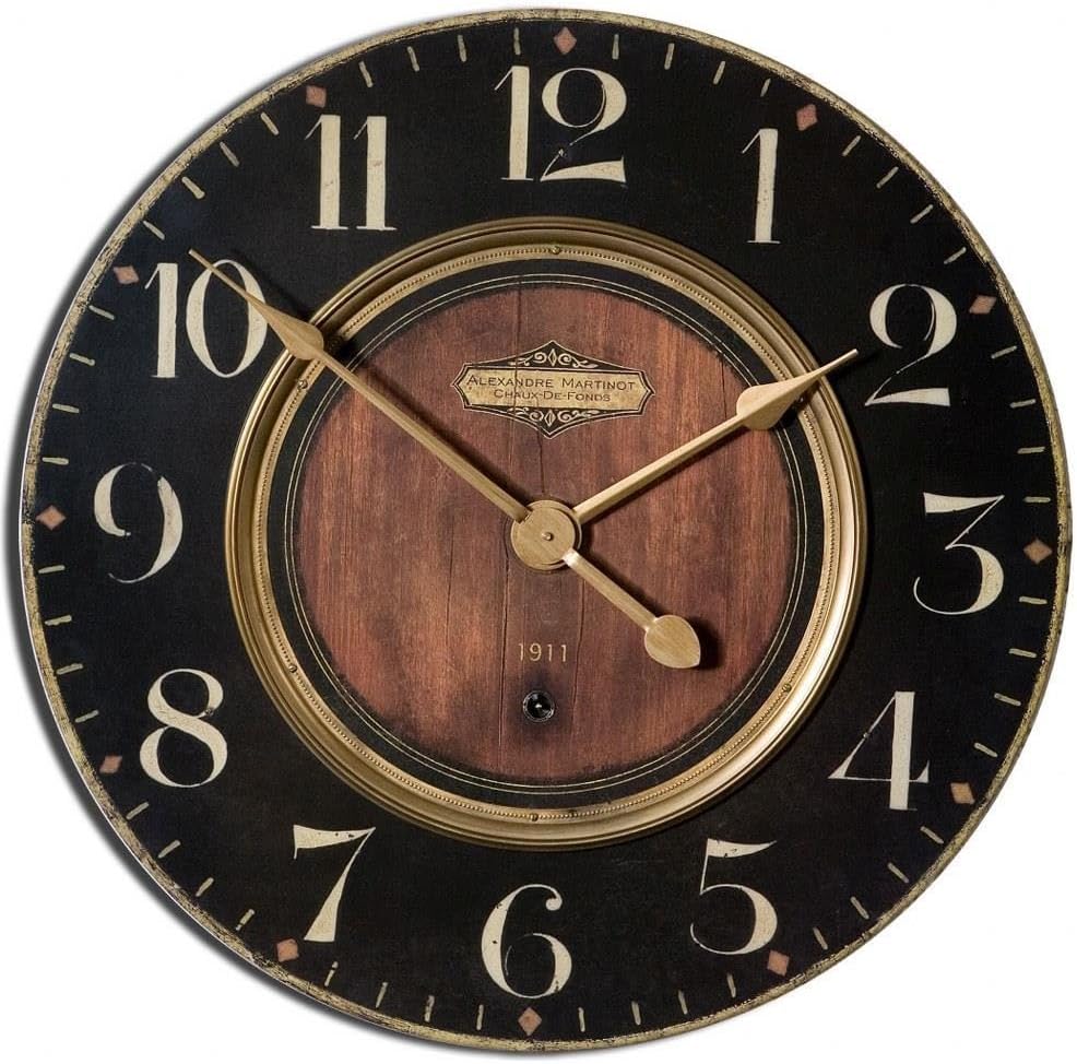 Uttermost Alexandre Martinot - 22.5 inch Wall Clock - 22.5 inches Wide by 2 inches deep