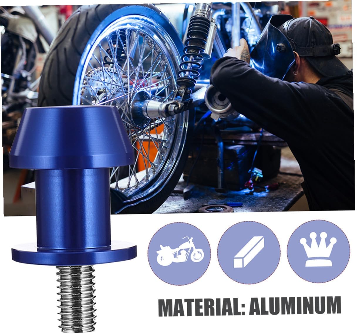4pcs Blue 8mm Motorcycle Swingarm Spools Screw Stand Cnc Aluminum Swing Arm Sliders Bobbins for Universal Motorbike Frame Protection
