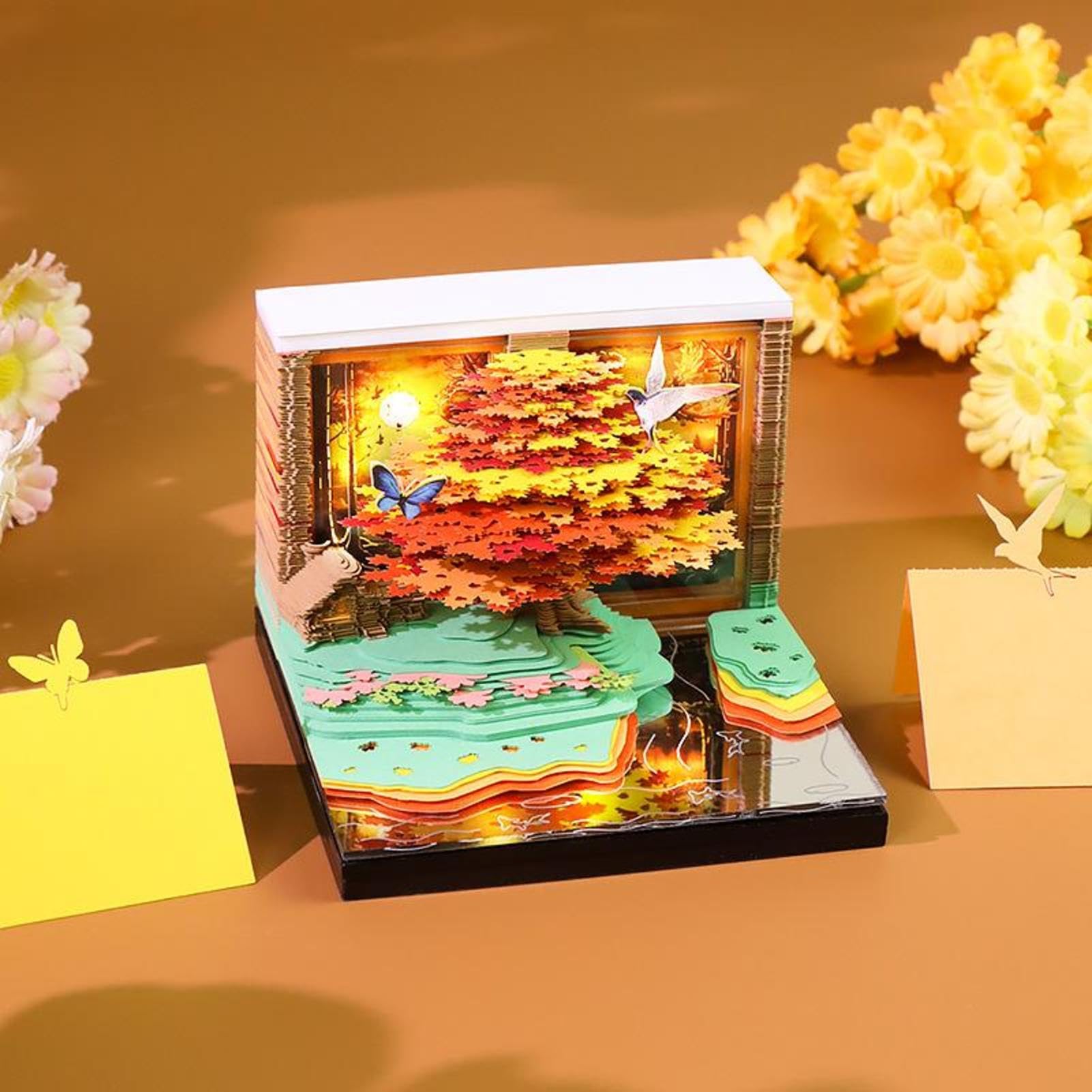2027 Time Piece Calendario Blocco Note A Forma Di Albero Con Luce LED | Calendario da scrivania con fogli staccabili Per Freelance Insegnanti Donne Uomini Compleanno Ferie Ufficio Casa Comodino