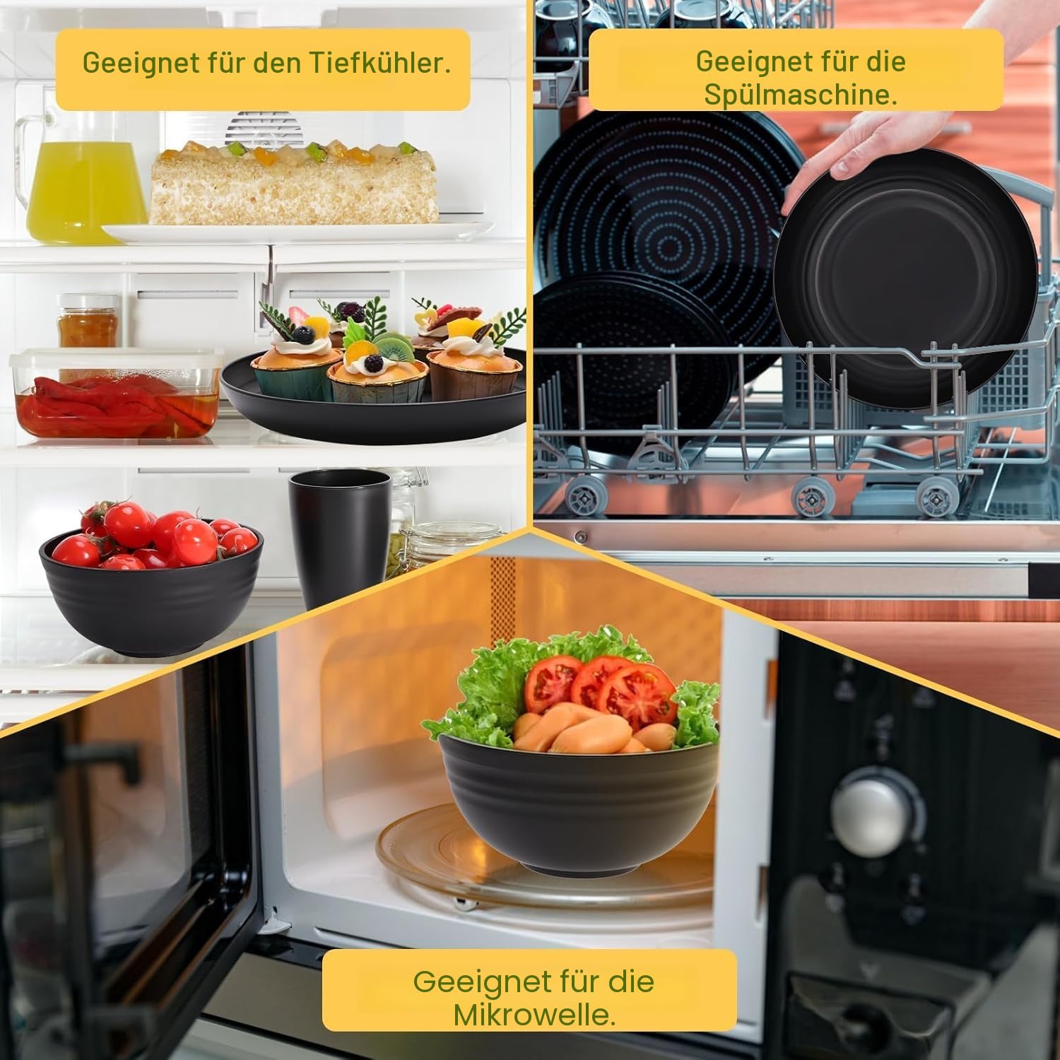 32Pcs Camping Geschirr Set für 8 Personen, Leicht Wiederverwendbar Kunststoff-Geschirrset inkl. Schüssel, Teller, Becher, Umweltfreundliche Unzerbrechliche Plastikgeschirr für Picknick