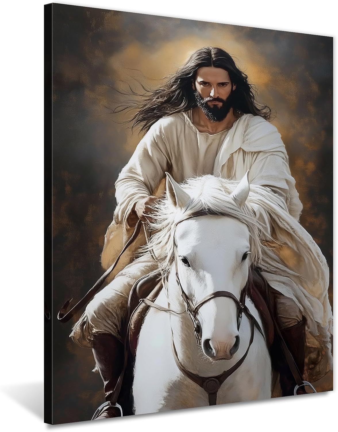 Jesus Animal Canvas Wall Art Christian Jesus And Yellow Dog Painting Picture Modern Religious Poster Inspirational Artwork For Living Room Bedroom Framed Decor(Artwork-3,16"x24")