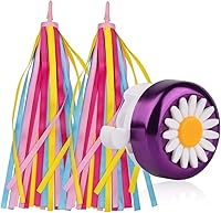 Vista 9 de U-LIAN Serpentinas y campanas de bicicleta para niñas, 1 paquete de campanas de bicicleta de flores con 2 paquetes de serpentinas para manillar