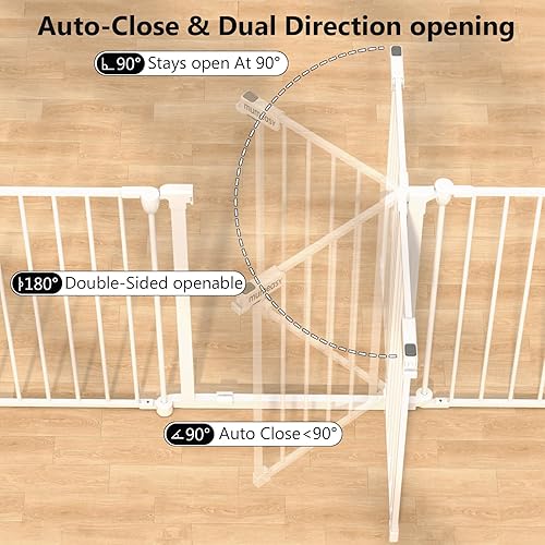 Miniatura 5 de Puerta extra ancha para bebés de 150 pulgadas, puerta de seguridad infantil para patio de juegos, puertas para perros con puerta de cierre