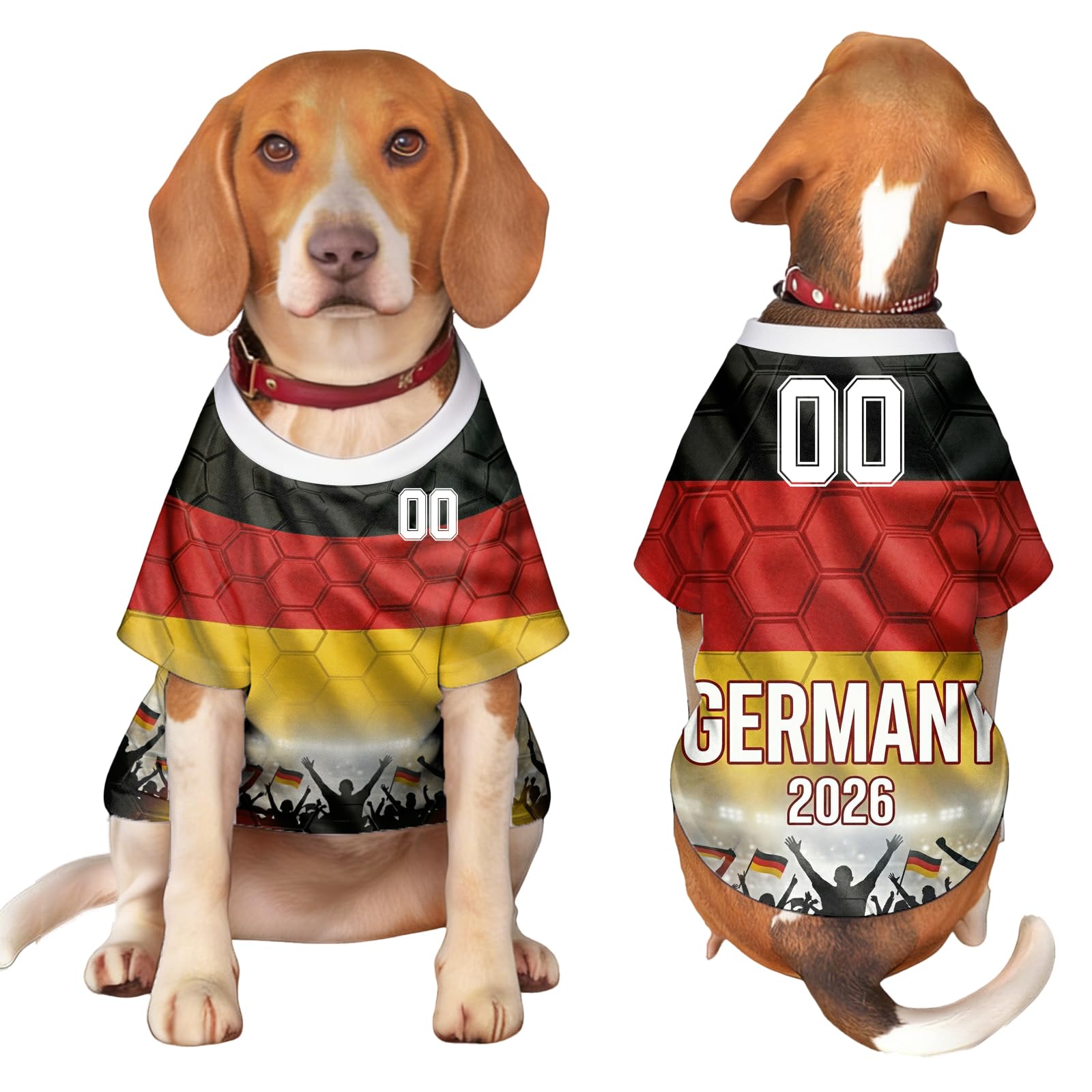 Custom Dog T-Shirt, Personalised 2026 World Cup Football Pet Jersey, National Flag & Number Print, Breathable Pullover for Small Medium Large Dogs XS-5XL, Outfit Gifts for Football Lovers (Style F)