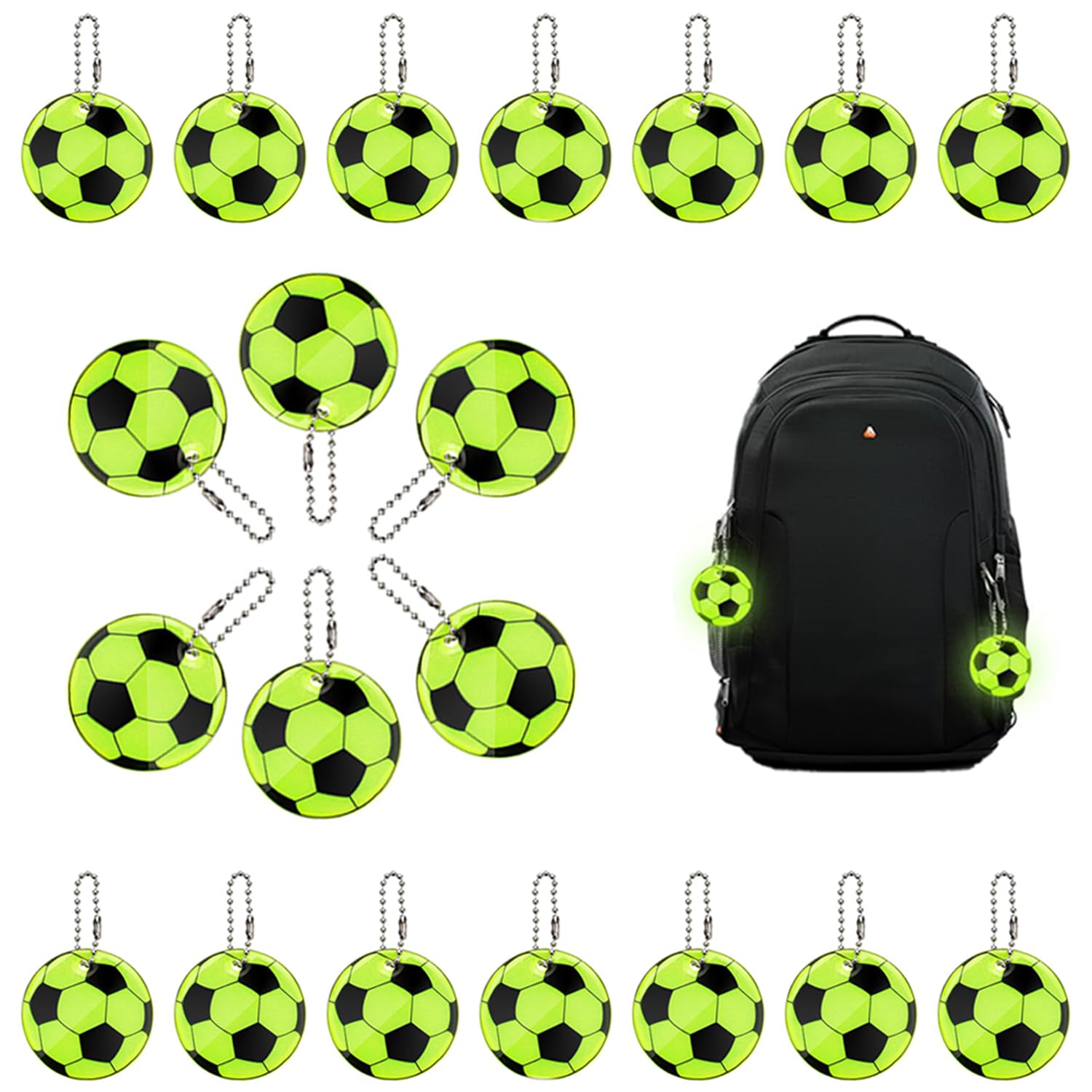 20 Pezzi Catarifrangenti Sicurezza - Ciondoli Riflettenti Per Zaini, Bambini, Ciclismo Notturno E Trekking - Foto 3