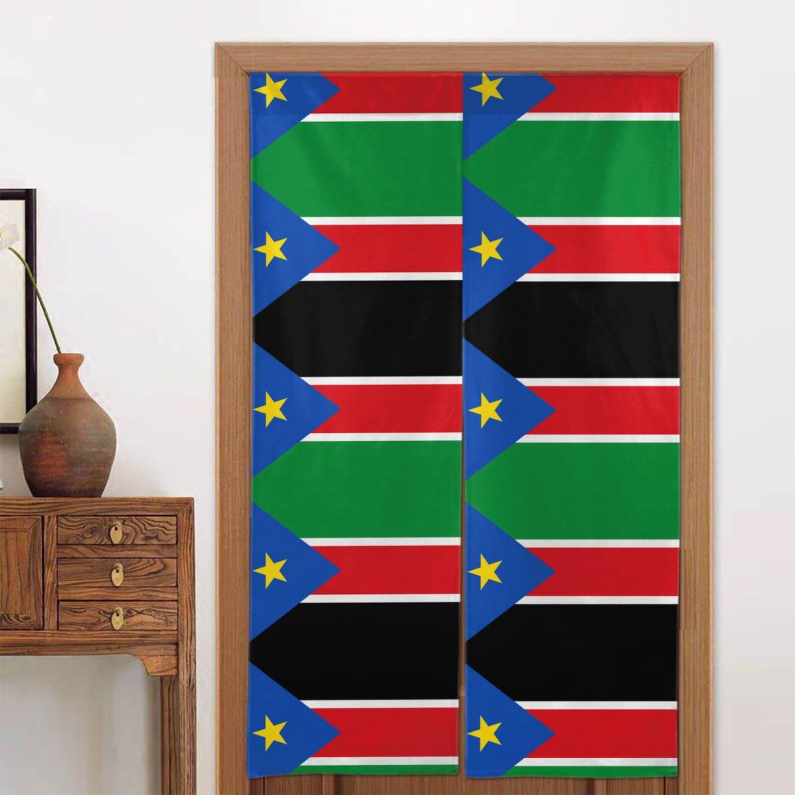 CNTDBU Flag of South Sudan Door Curtain 34x56 Inch-Room Divider Panel for Privacy, Entryway Screen for Kitchen Bedroom