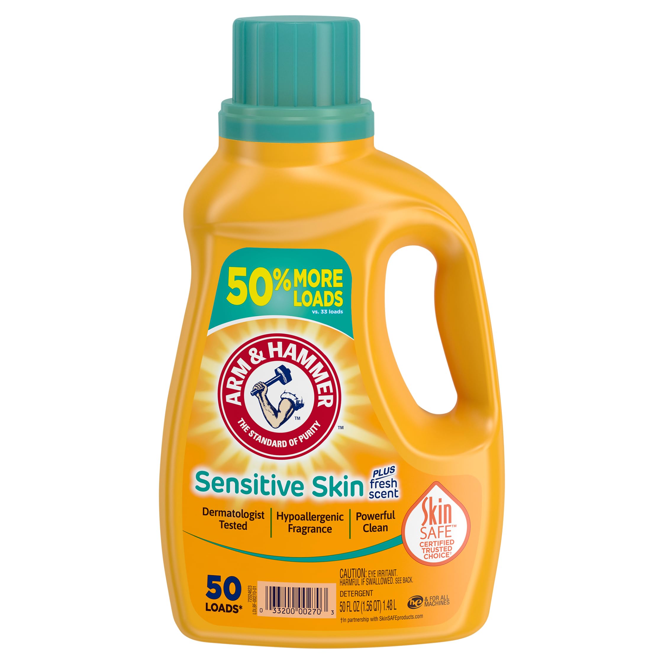Arm & Hammer, Liquid Detergent Sensitive Skin Plus Fresh Scent, 50 Fl Oz