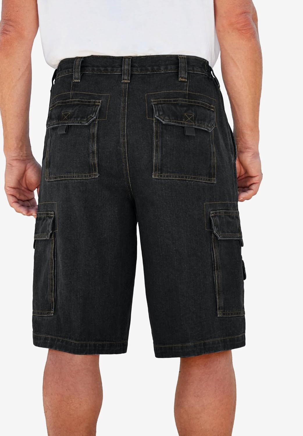Boulder Creek by Kingsize Men's Big & Tall 12" Side Elastic Denim Cargo Shorts