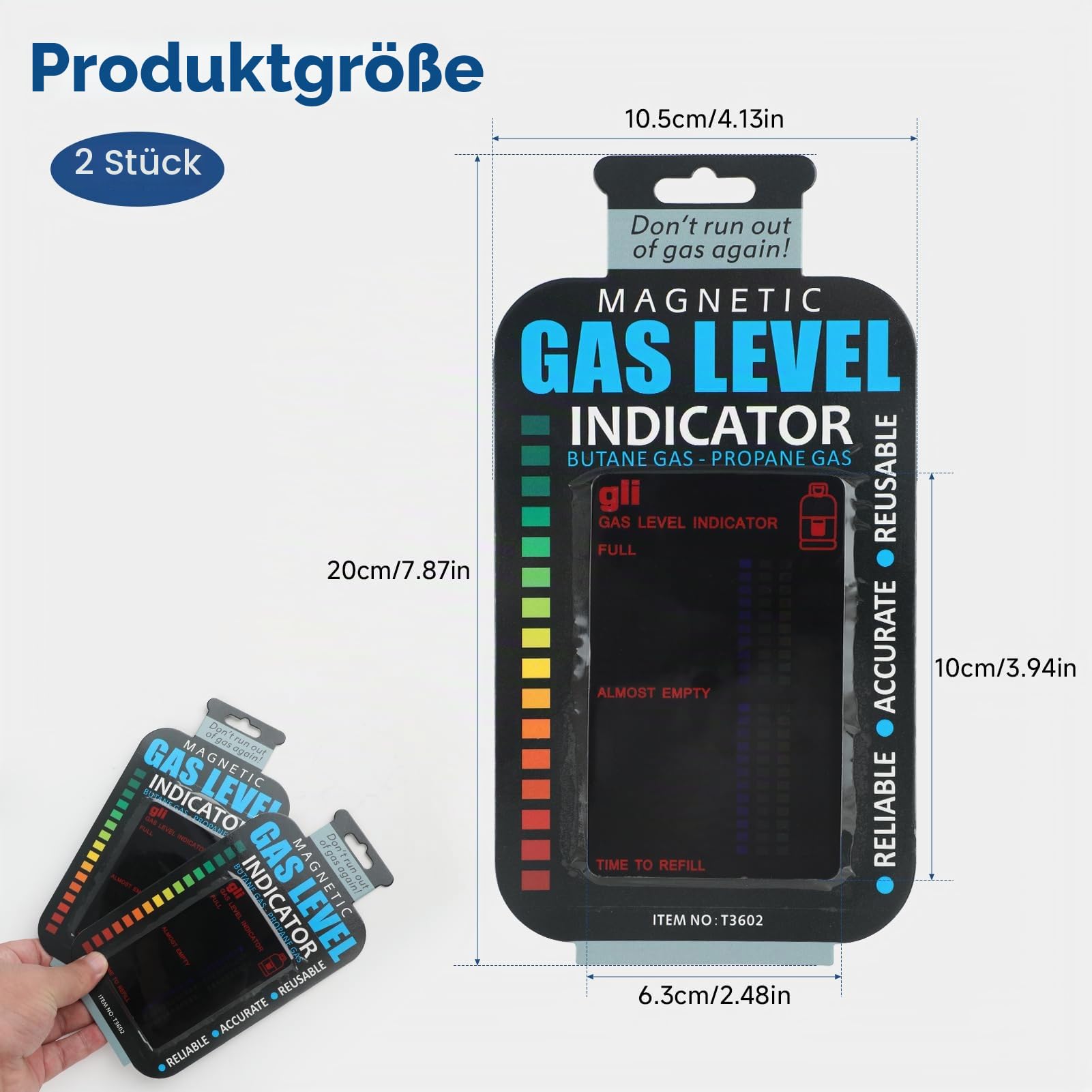 2PCS Gasflaschen-Füllstandsanzeiger Magnetisch, Wiederverwendbare Gasflaschen Füllstandsanzeige, Präziser Gasprüfer Für gasflaschen Für Wohnmobil Grill Camping Küche