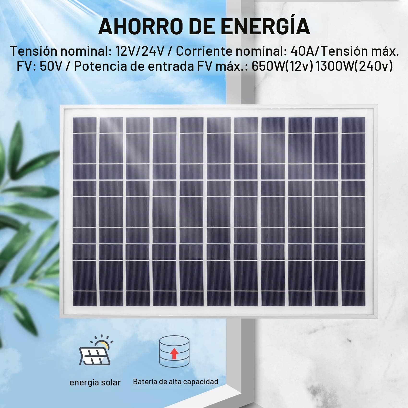 Cargador de Bater¨ªA Panel Solar de 30W 12V + Controlador 40A para RV Coche Casa Camping