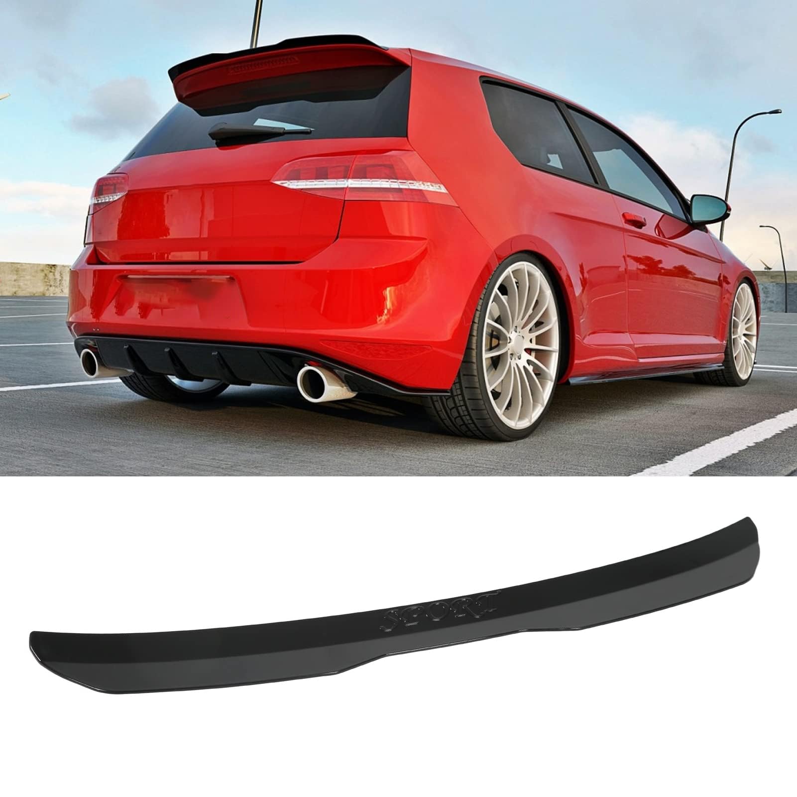 Becquet Arrière, Remplacement Universel de Modification de Voiture D'aile de Becquet de Toit Arrière pour la Classe A(Noir Brillant)