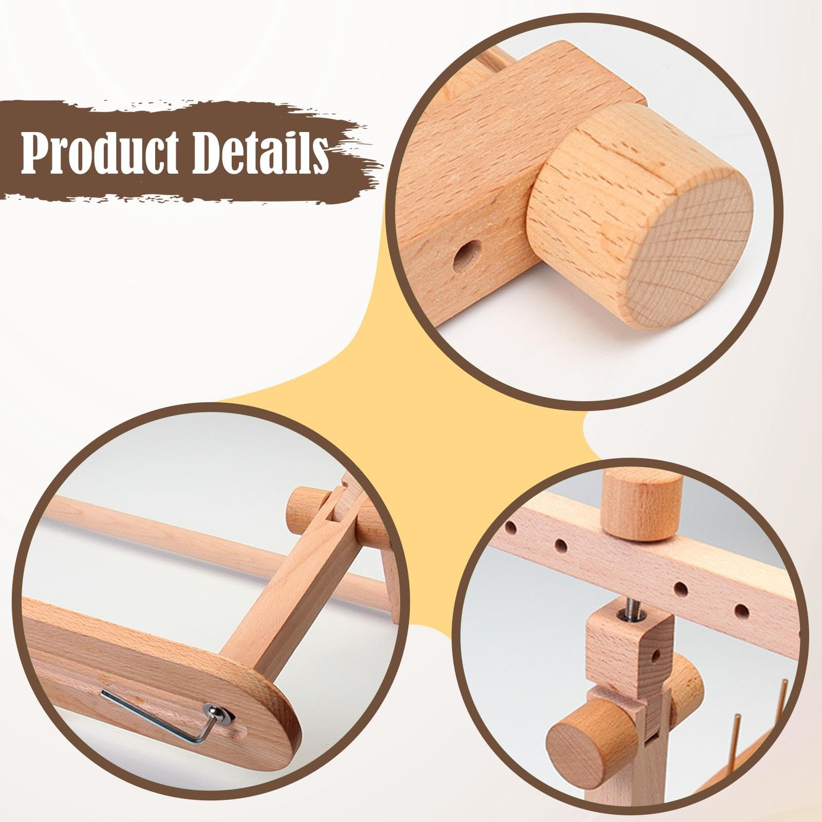 Milageto Soporte de Madera Giratorio Y Ajustable para Bordado. Soporte Versátil para Bastidor de