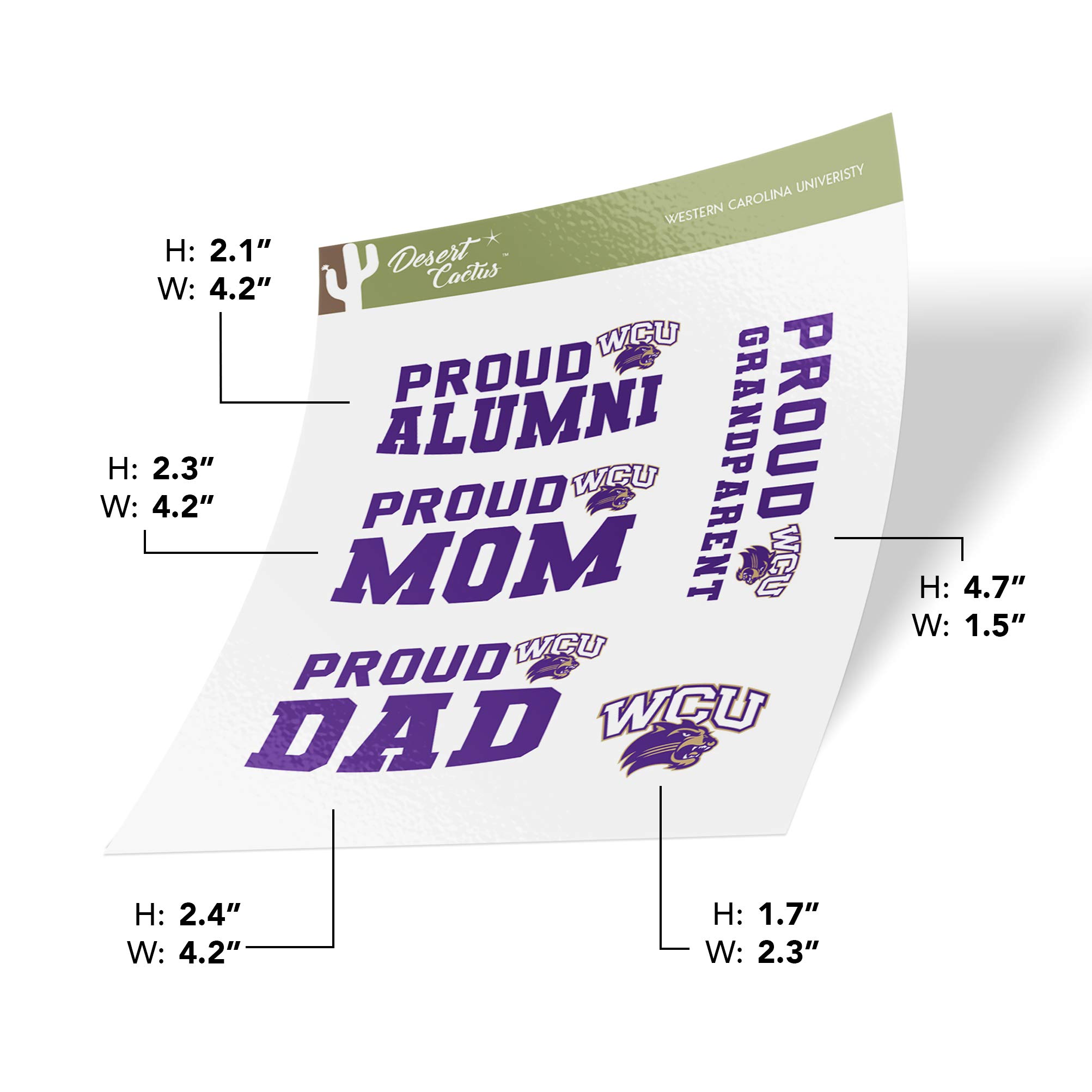 Western Carolina University Sticker Sheet Pack | Alumni, Mom, Dad, Grandparent Decals | Officially Licensed