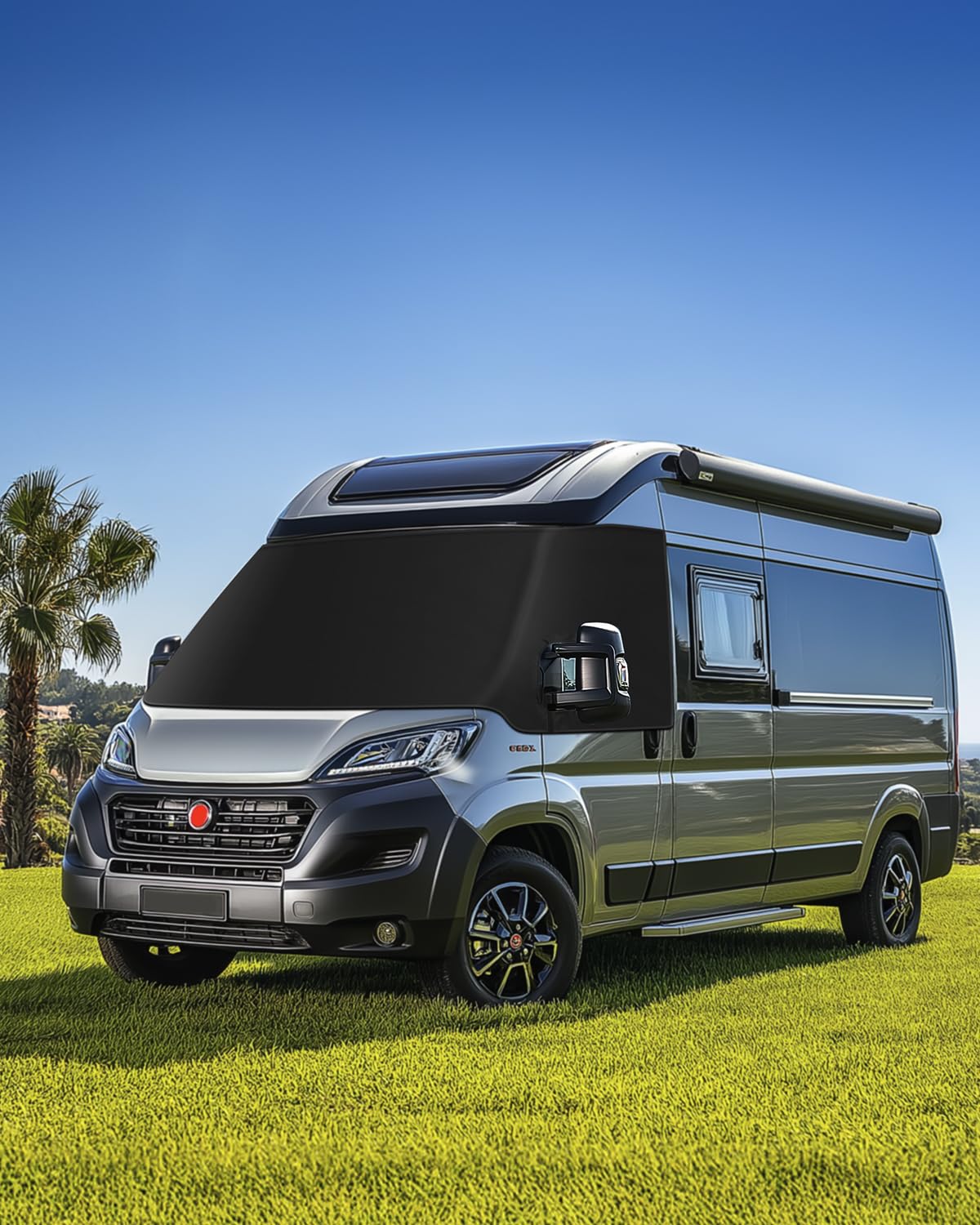 SUPAREE Sonnenschutz Frontscheibe Wohnmobil Außen Frontscheibenabdeckung Wohnmobil Frontscheibenabdeckung Ducato für F-iat Ducato UV-Schutz Wasserdicht Heavy Duty 600D Oxford