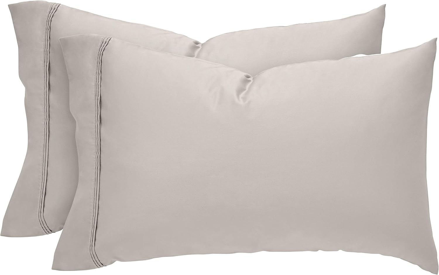 Amazon Brand – Stone & Beam HygroCotton Sateen Pillowcase Set, Easy Care, King, Stone