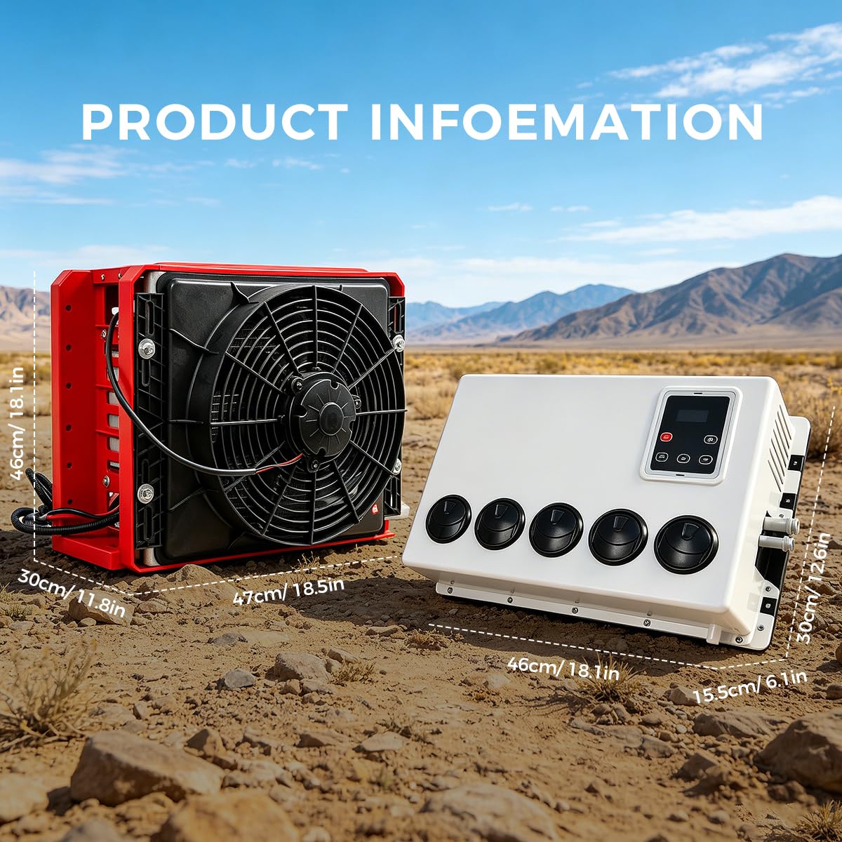 Sunster 12V Klimaanlage | 6000BTU / 1,0-3,0KW Kühlleistung | Wandmontierte DC Klimaanlage für Wohnmobil & Van | Sparsamer 80W Betrieb ohne Kraftstoffverbrauch | Inkl. Montageset