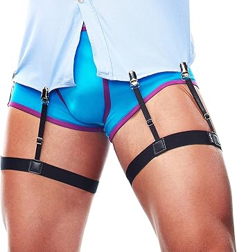 STAY GENT Men Shirt Stays, Shirt Garters for Men Elastic Adjustable Shirt Holders Keep Shirt Tucked In, Shirt Tucker with Non-Slip Clips Shirt Suspenders for Men Police/Military/Business