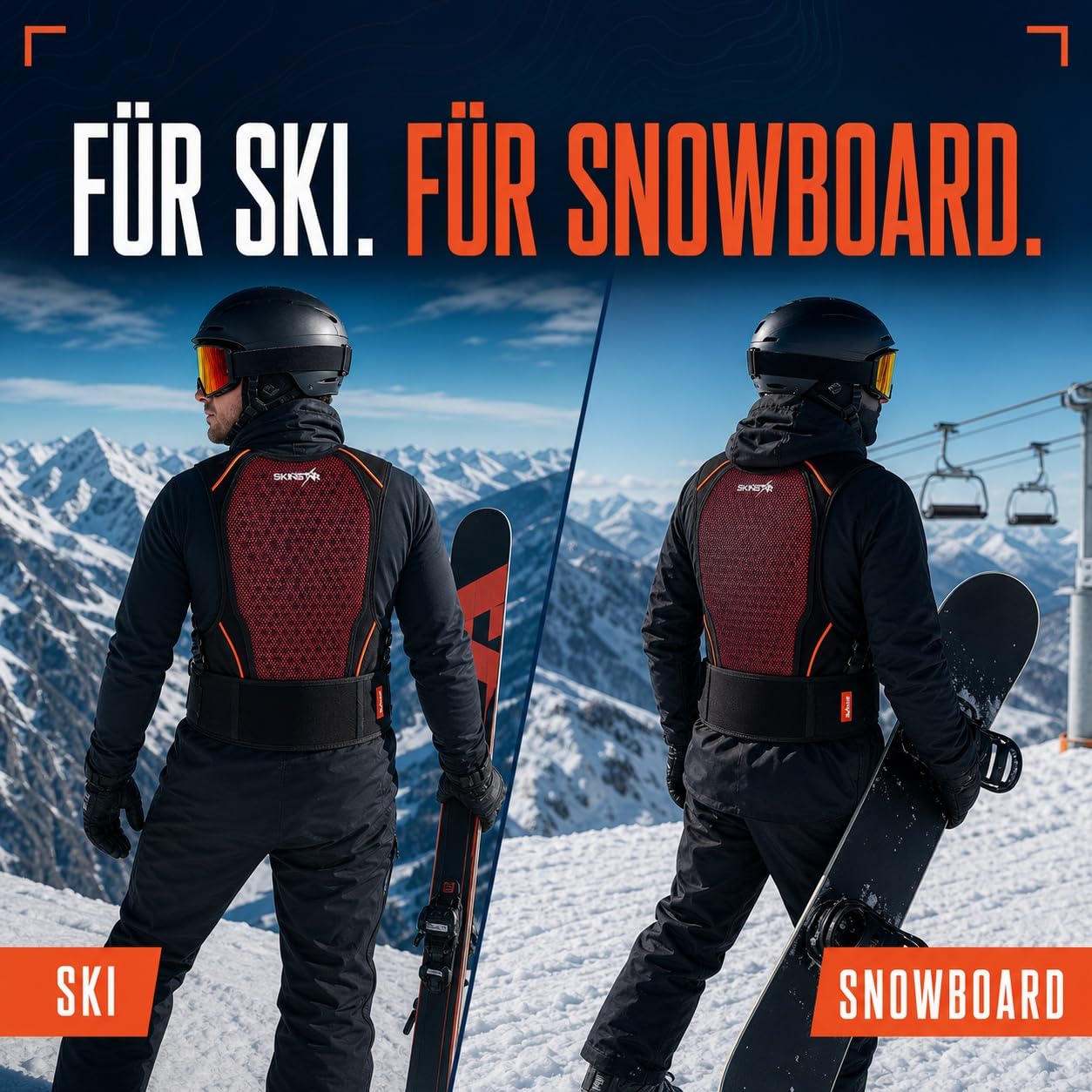 SkinStar Cross Pack Vest ochraniacz na plecy ochraniacz narty snowboard kamizelka bezpieczeństwa ochrona pleców
