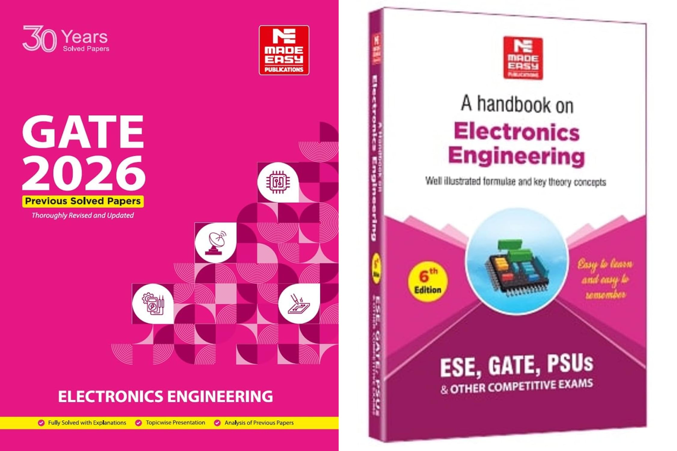 MADE EASY GATE 2026 - Electronics Engineering - Previous Solved Papers + Handbook for ESE, GATE, PSUs - Combe Set of 2 Books - 2026/Ed.[ORIGINAL BOOKS - TOP QUALITY PAPER & PRINT] Turtleback – 12 April 2024