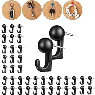 50 PCS Push Pin Hooks, Plastic Heads Cork Board Hooks Decorative Pin Tacks Wall Thumb Tacks Hook for Photo Wall, Bulletin ...