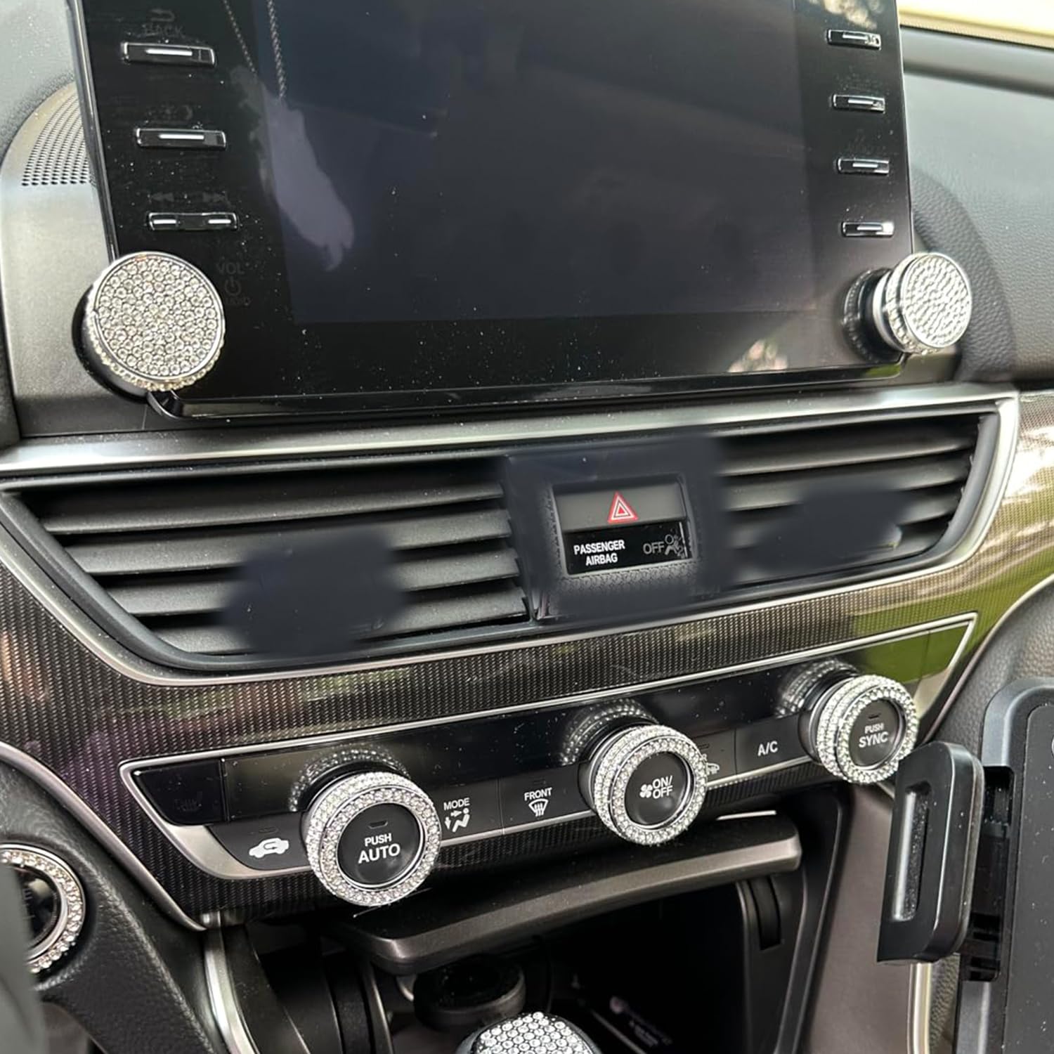 Climate Control Switch Knob Touch Screen Button Bling for Honda Accord Sedan Inspire Touring Sport EX EX-L LX 10th 2018-2022(5pcs)