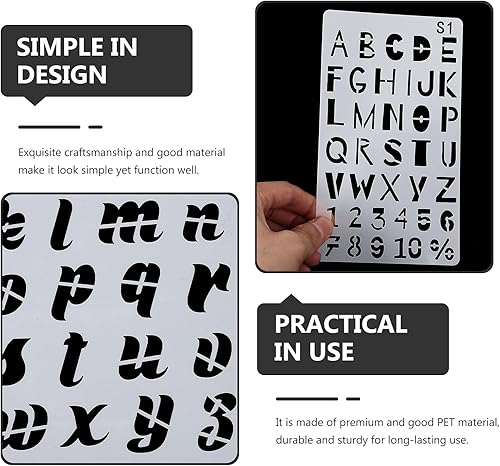 Miniatura 6 de EXCEART Hojas Plantilla de recorte de letras Diario Álbum de recortes Suministros de graffiti Moldes de letras Plantilla de pintura hueca Plantilla