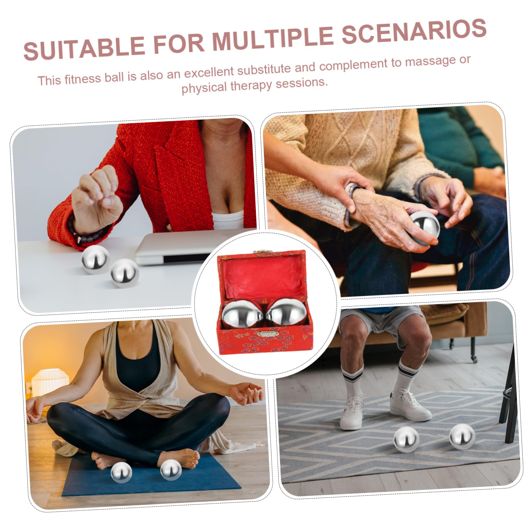 SOLUSTRE Metall Handbälle 50mm Satz Handmassagebälle Zur Muskelentspannung Handrollende Übungsbälle Für Fitness Handtraining Und Stressabbau