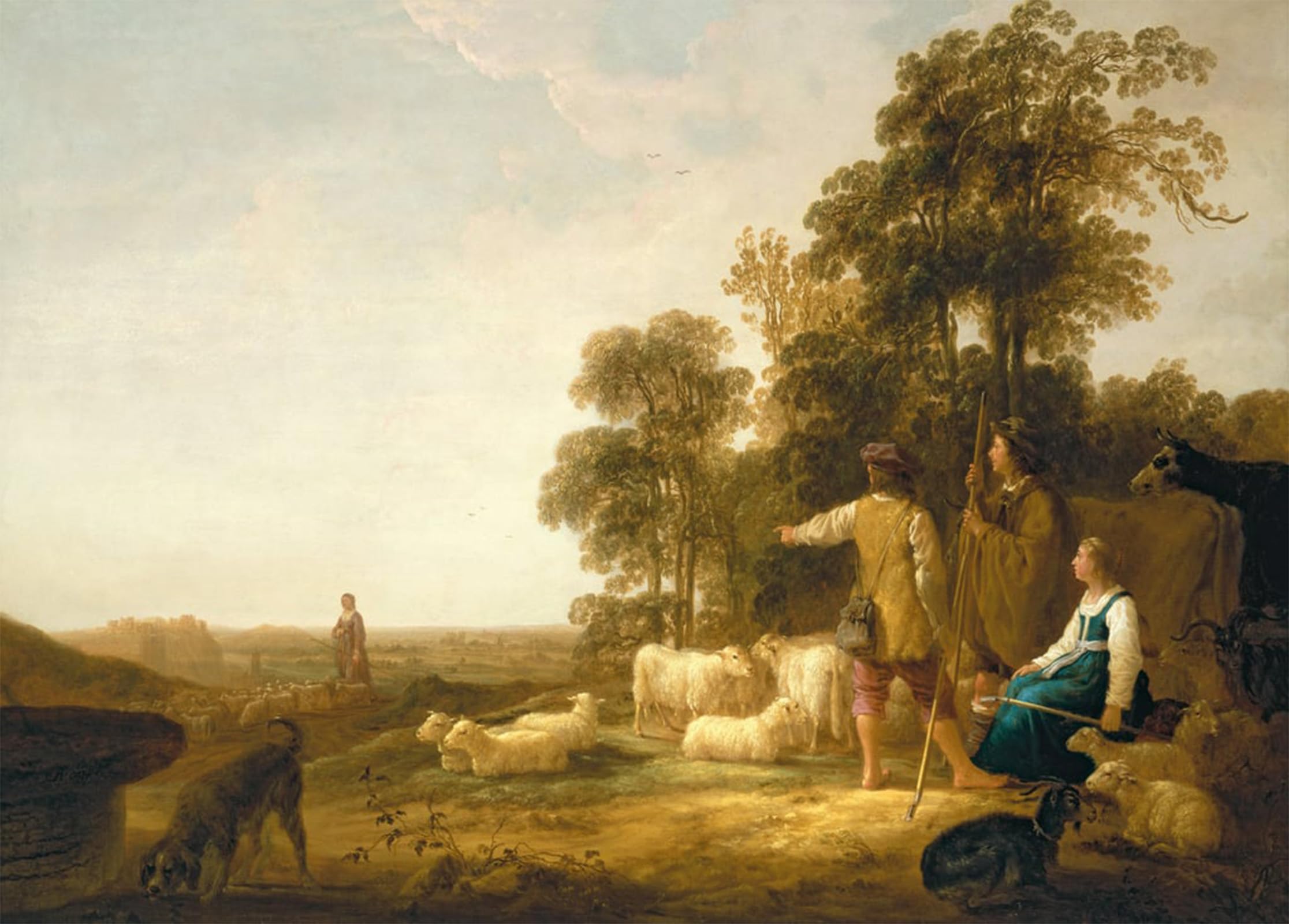 ARTXLXXBN Famous Prints Artwork Pictures Poster Painting Art a Landscape with Shepherds and Shepherdesses by Aelbert Cuyp Artwork Landscape Pictures for Home Decor 60x90cm