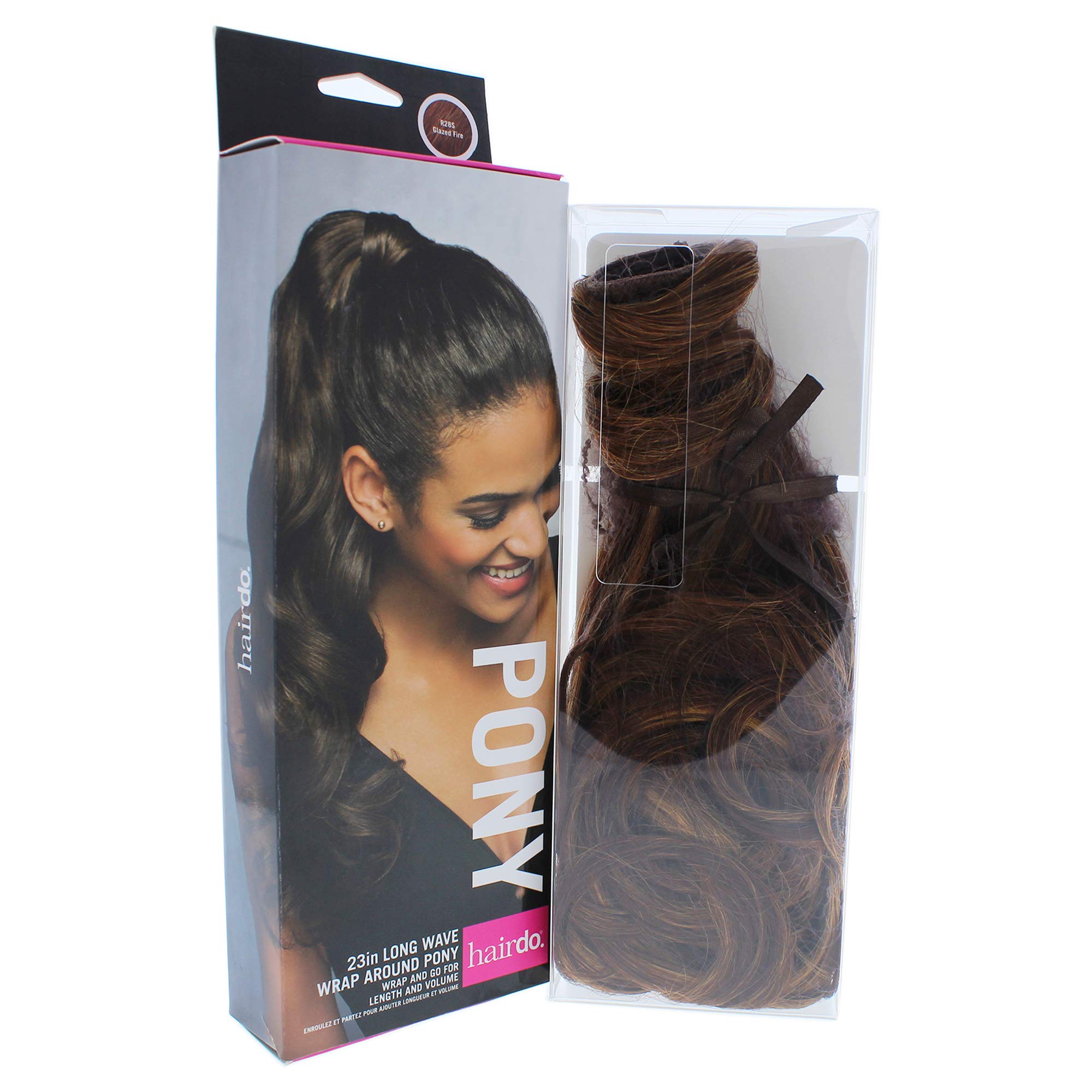 23" Long Wave Pony Color R28S GLAZED FIRE - Hairdo Hairpieces Wrap Around Fuller Ponytail Tru2Life Heat Friendly Synthetic Velcro Attachment Wavy Flat Iron R28S