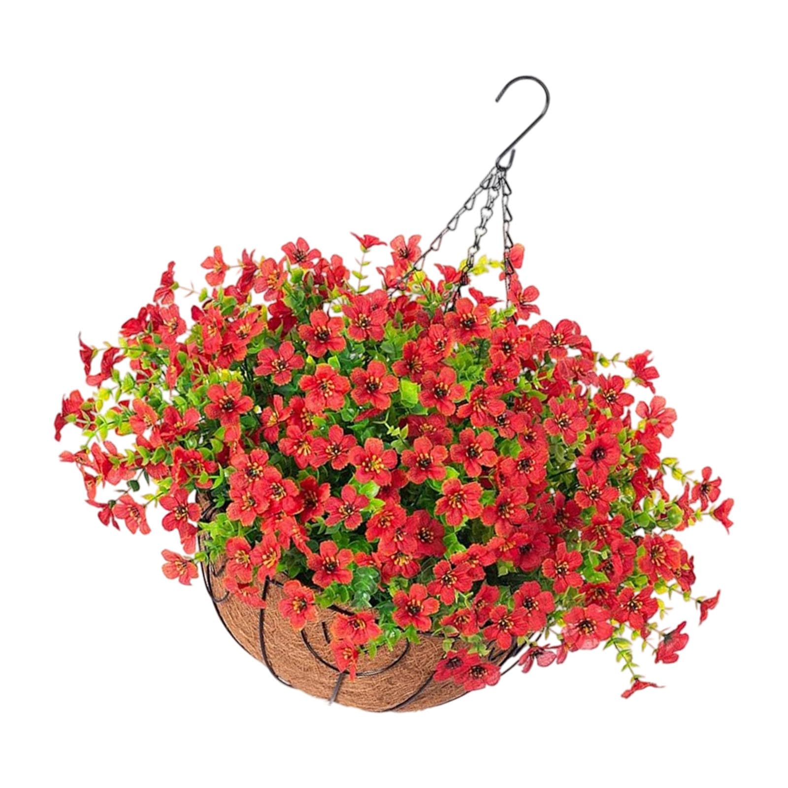 Tsophreniq Realistic Silk Pansies Hanging Plant Outdoor Coconut Basket Artificial Violets Decoration for Window Sill and Terraces Artificial Violets Flowers for Porch