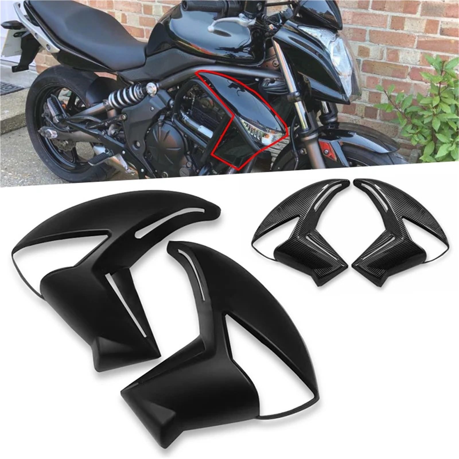 Osłona panelu chłodnicy Akcesoria motocyklowe Panel boczny Osłona chłodnicy Owiewka pasująca do Kawasaki ER-6N 2009 2010 2011 ABS Formowana wtryskowo(Glossy Black-1 Set)