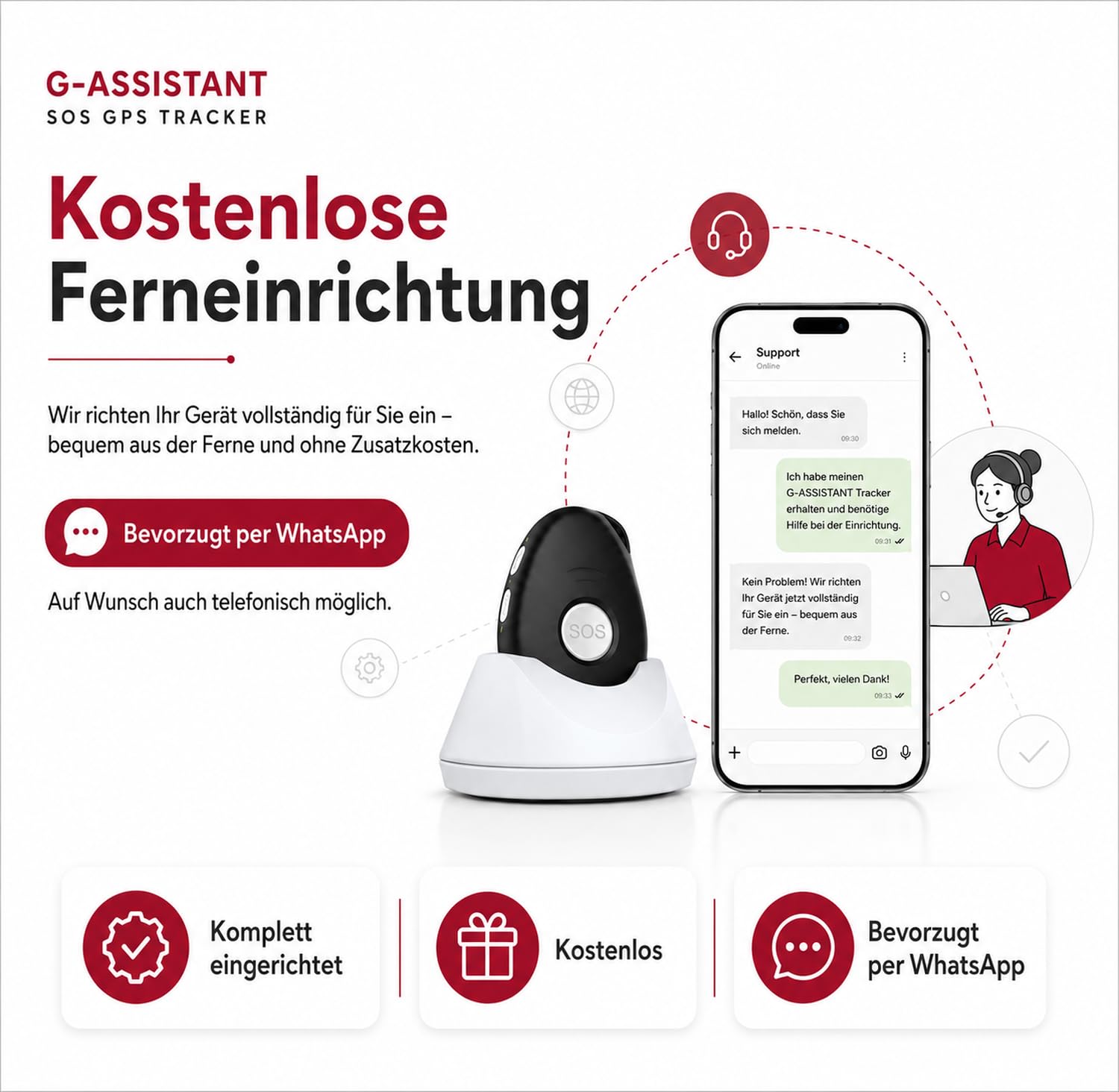 Notruf GPS Tracker (ohne ABO) G-ASSISTANT, GPS/GSM/4G LTE, Notruf-System mit Telefon, Fallsensor, GEO Fence, IP67 Wasserdicht, für Senioren/Kinder/Demenzkranke (CARBONSCHWARZ, 2G-Start)