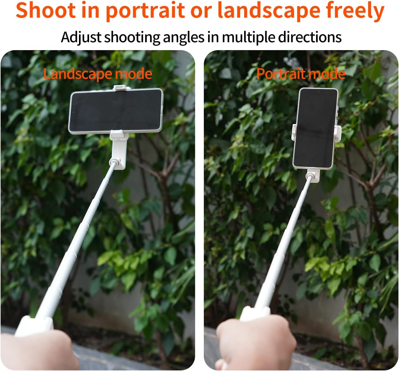 6 Section Selfie Stick with Detachable Remote Shutter, Anti-Tip Tripod Stand, 360° Rotatable Phone Holder, Portable Travel Selfie Stick for Outdoor (White)