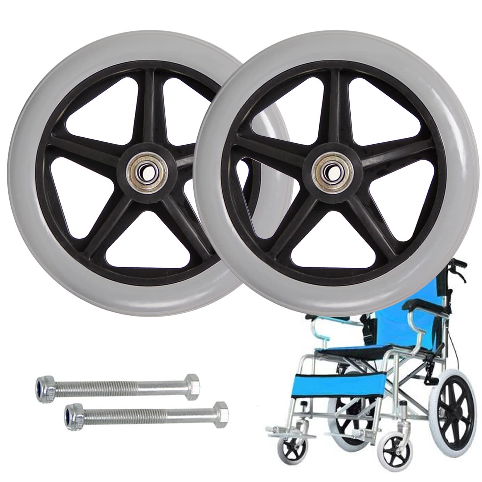 2 Piezas De Repuesto Para Sillas De Ruedas, Accesorios Para Sillas De Ruedas, Ruedas Delanteras De 6/7/8 Pulgadas, Fácil De Instalar, Carga 120kg, For A Lightweight Rollator ( Color : Gris , Size : 8i