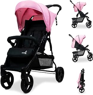 Asalvo Silla de Paseo Ligera CÁDIZ. Silla de Paseo Respaldo Reclinable. Carrito Bebe con Máxima Seguridad y Arnés de 5 Puntos. Silla Bebe SPF50+. Ligera Hasta 15 kg. Color Rosa