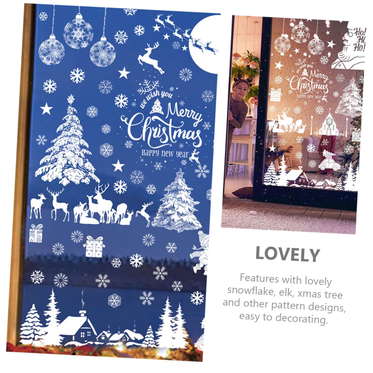 PRETYZOOM 36 Blätter Weihnachtsaufkleber Weihnachten bevorzugt Schneemann-Fensteraufkleber weihnachtsdeko Weihnachtssticker Wasserfeste Aufkleber fensteraufkleber selber machen PVC
