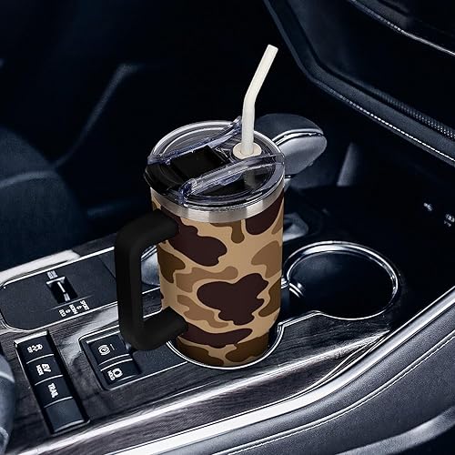 Miniatura 6 de Taza de gran capacidad para automóvil, 40 onzas, diseño de pato vintage, camuflaje, de acero inoxidable, vaso de viaje, taza de café, botellas