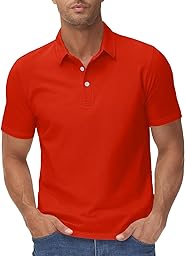 Generico Men's Polo Shirt Short Sleeve Summer Work Shirts Elegant Lightweight Cotton Tennis Polo Shirt with Buttons Regular Fit Stretch Casual Shirt Tshirt