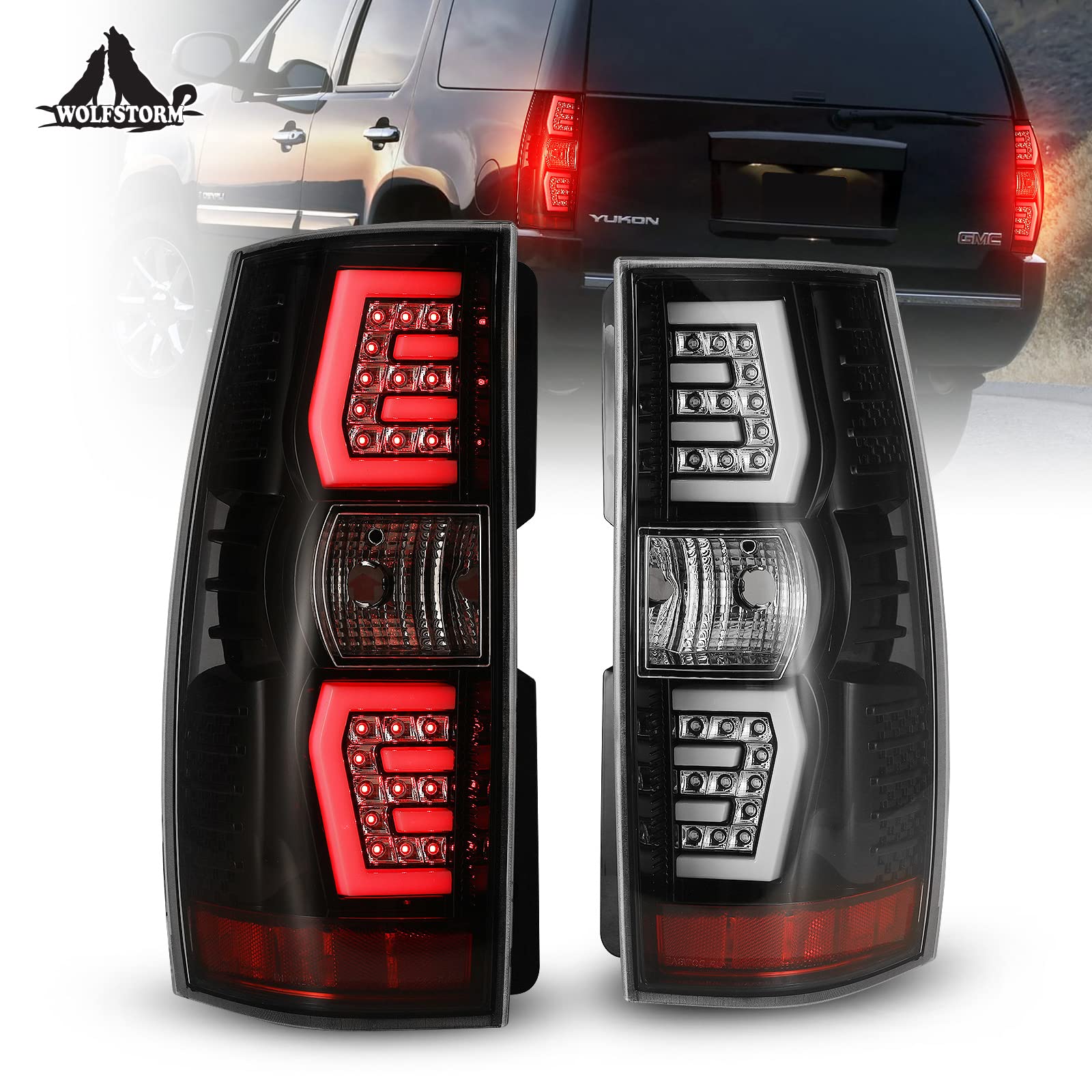 Photo 1 of WOLFSTORM LED Tail Lights Fit 2007-2014 Chevy Suburban/Tahoe,Sequential Signal Function, 07-14 Chevy Suburban LED Tail Light Replacement Assembly(Clear Lens)