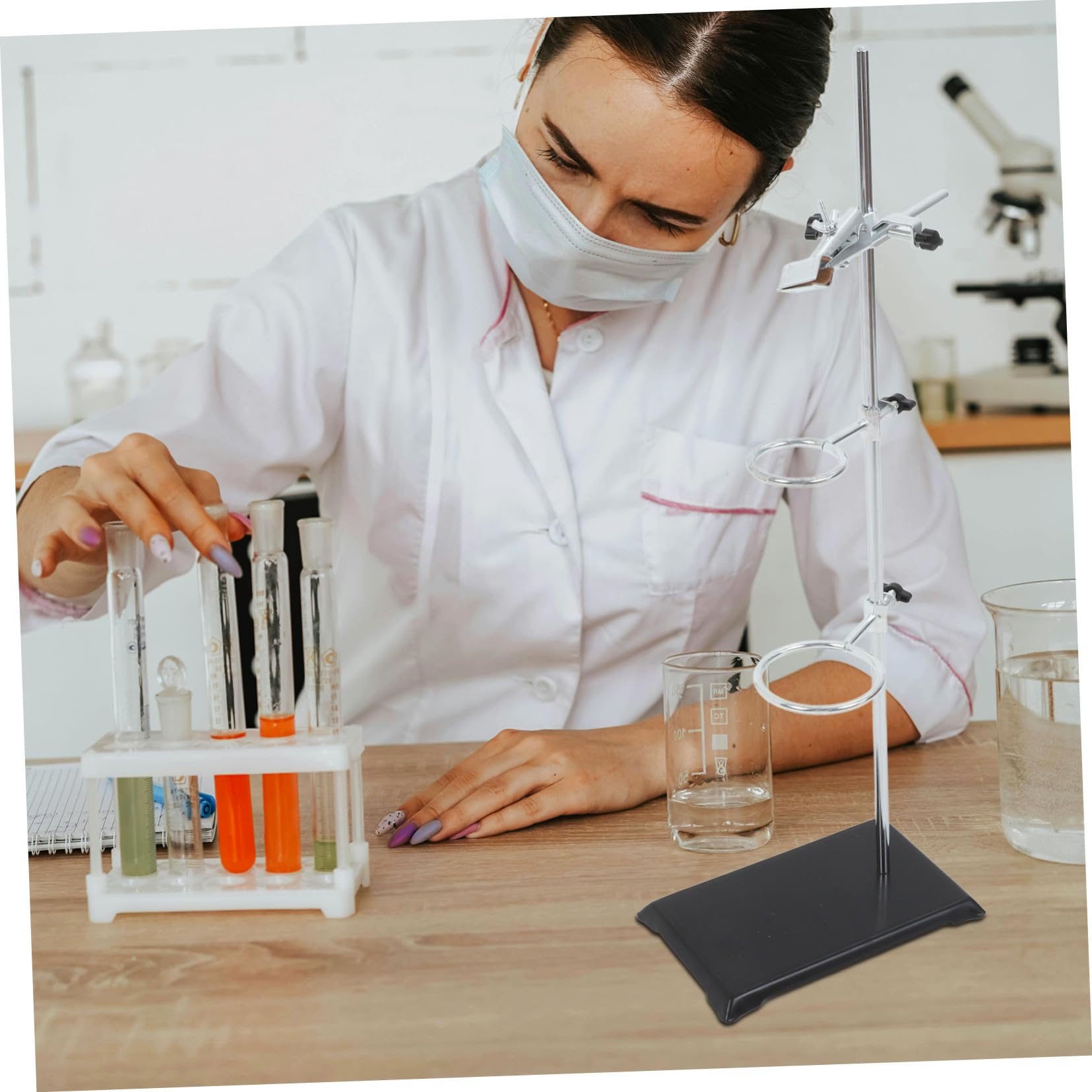 VALICLUD Supporto per Asta da Tavolo Morsetti in Acciaio Inox Portaprovette Supporto per Imbuto Chimico e Morsetti da Laboratorio per Esperimenti