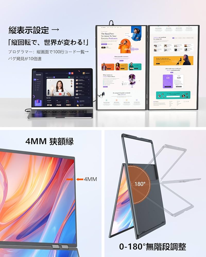 Amazon.co.jp: デュアル モバイルモニター 23.8インチ