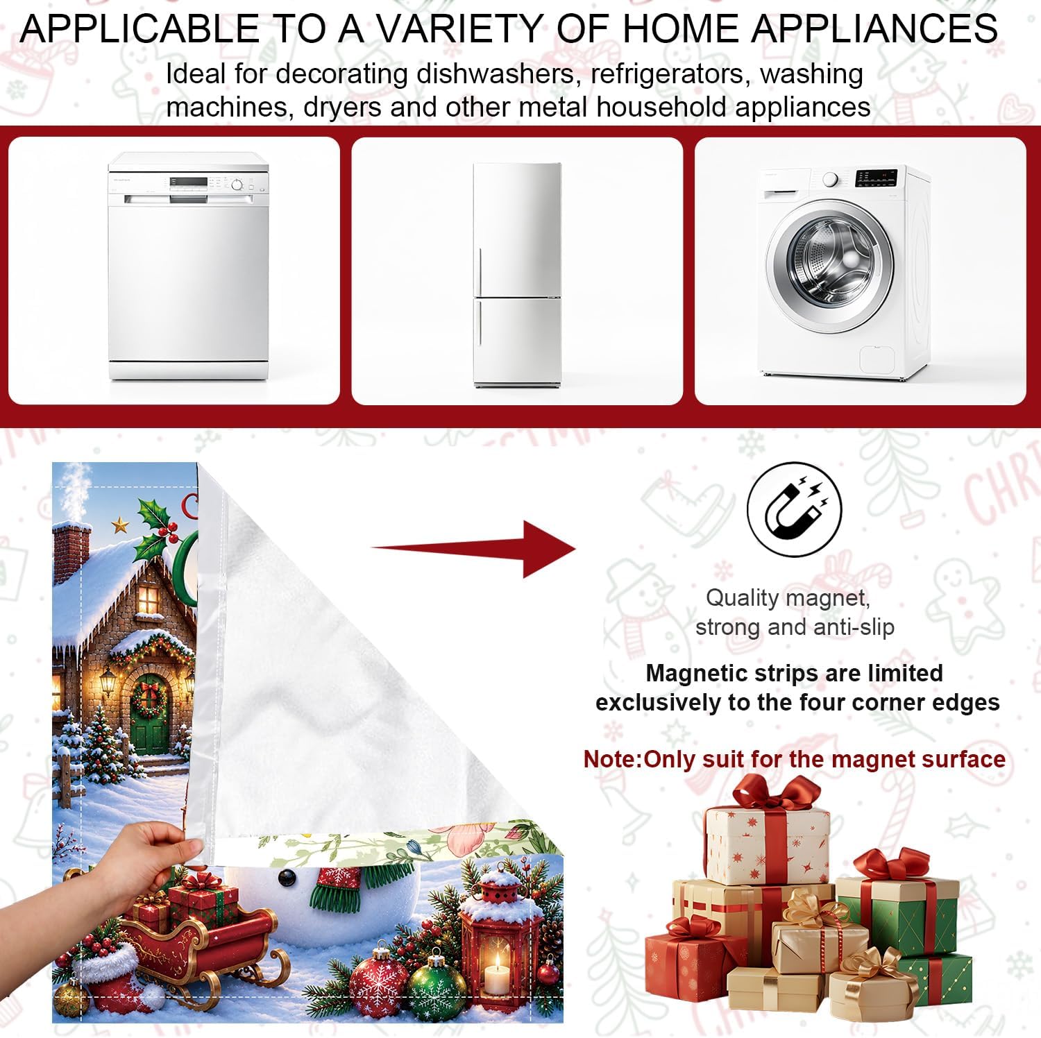 Christmas Dishwasher Magnet Cover Snowman Dishwasher Cover Magnet image 3