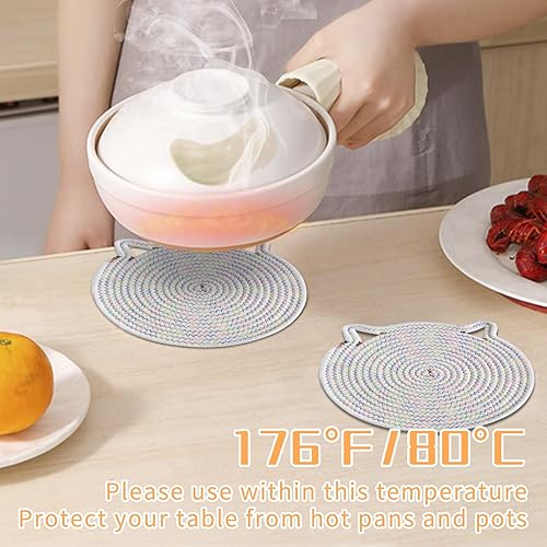 Miniatura 4 de JeogYong Juego de 4 manteles individuales ovalados de 12 x 12 pulgadas, lavables, resistentes al calor, para mesas de comedor, decoración de