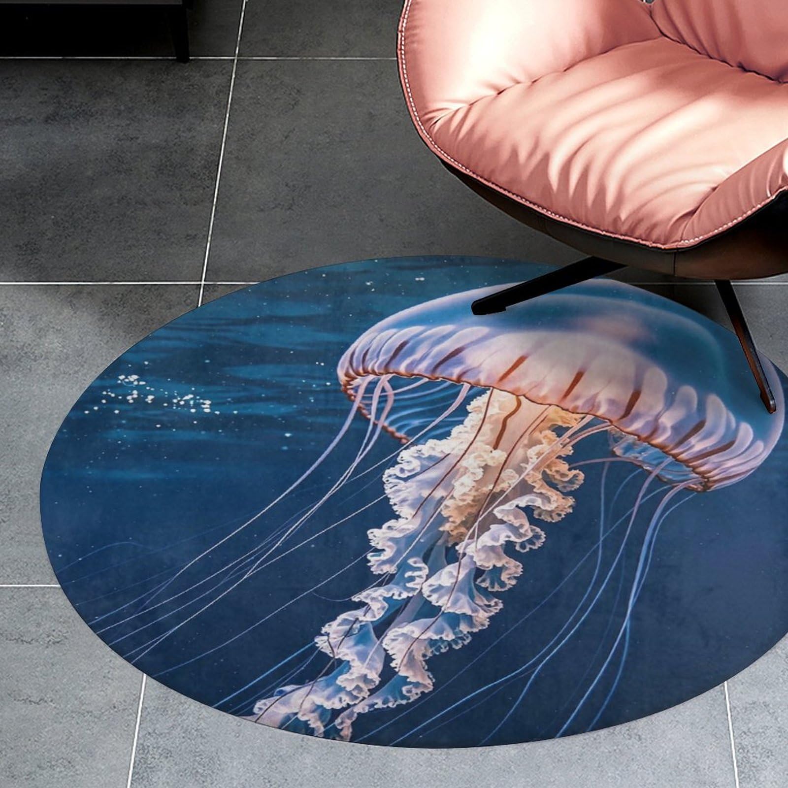 Tapis rond doux absorbant et lavable en machine pour une entrée propre