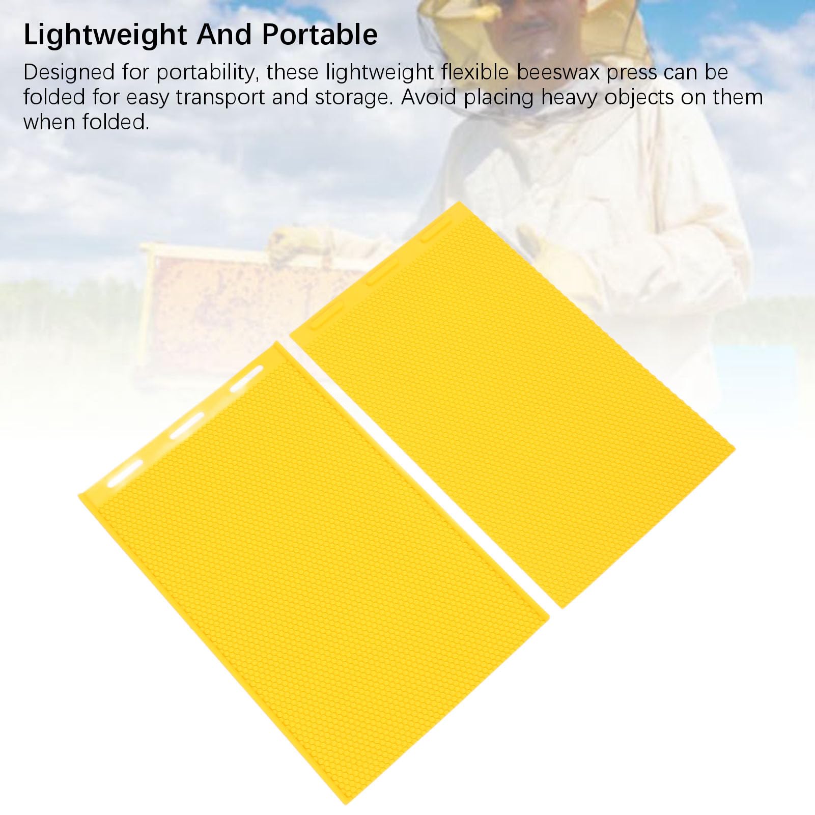 Silikonbienenwachsblattform, 2pcs Bienenwachs -Presseblattblechausrüstung Tragbar, Einfach zu Reinigen, Wiederverwendbar, Bienenwachspresse für die Imkerei (YELLOW)
